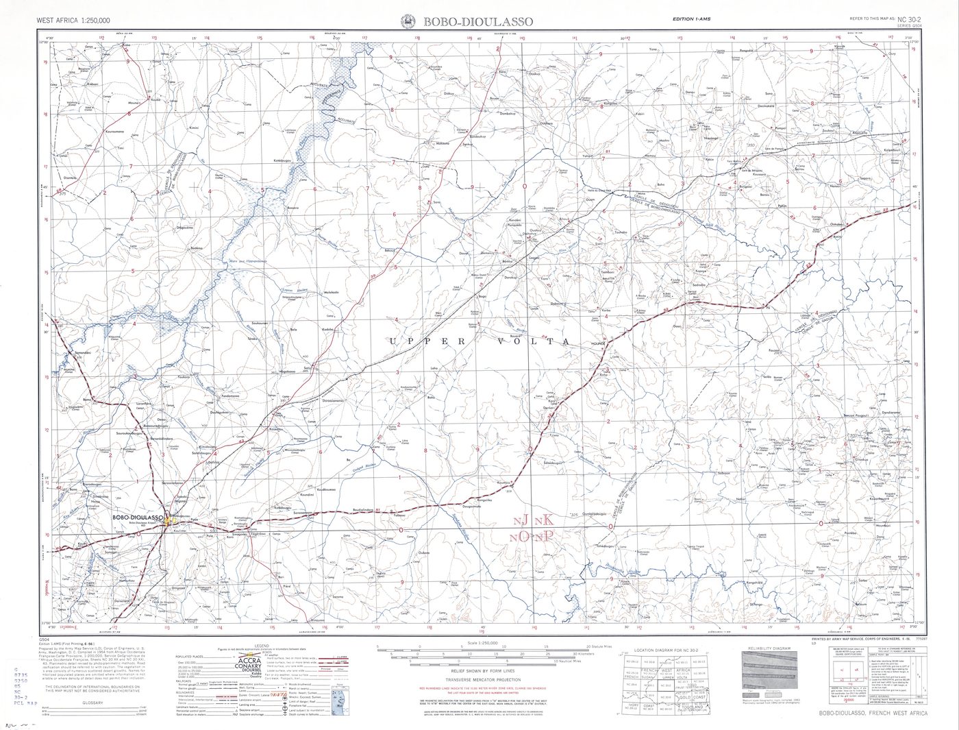 Map by the US Army Map Service - NC 30-2 Bobo-Dioulasso - west africa - txu-oclc-6595921-nc30-2