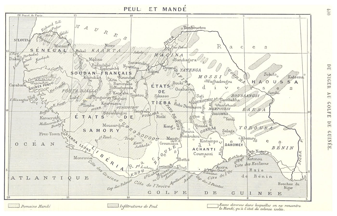 Carte de la répartition des Peul et des Mandé, « Du Niger au golfe de Guinée »