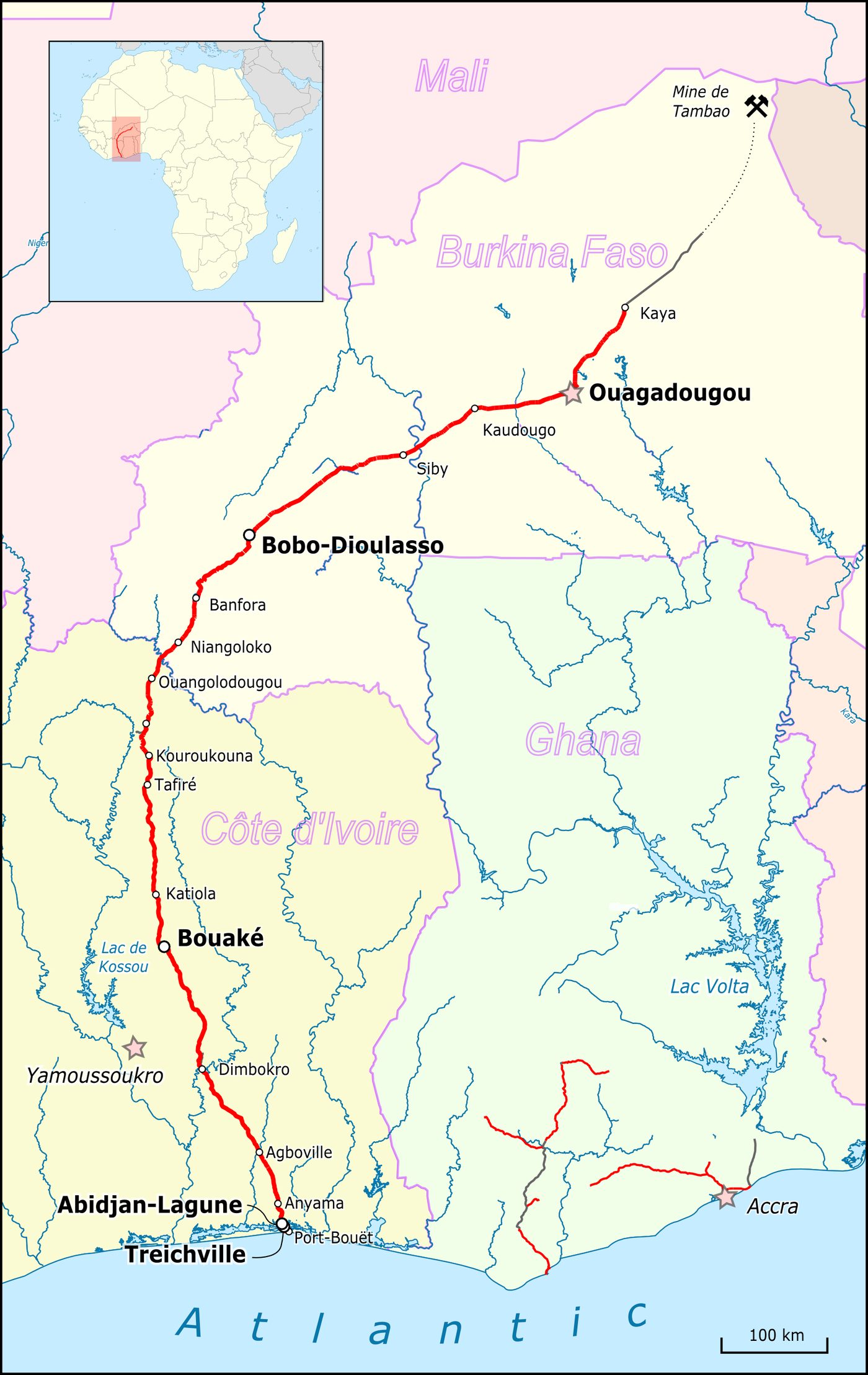 Map of Abidjan-Niger Railway