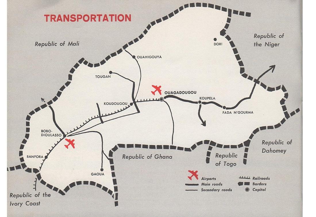 Transportation, carte de la Haute-Volta